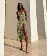 Manera Odevatca yellow zebra midi dress